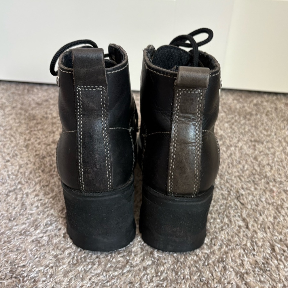 Vintage Y2K Skechers Chunky Platform Leather Ankle Boots Black size 7.5 - Picture 4 of 10